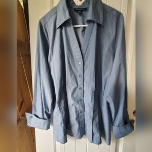 Ashley Stewart Button up cuffed shirt w stretch 14W